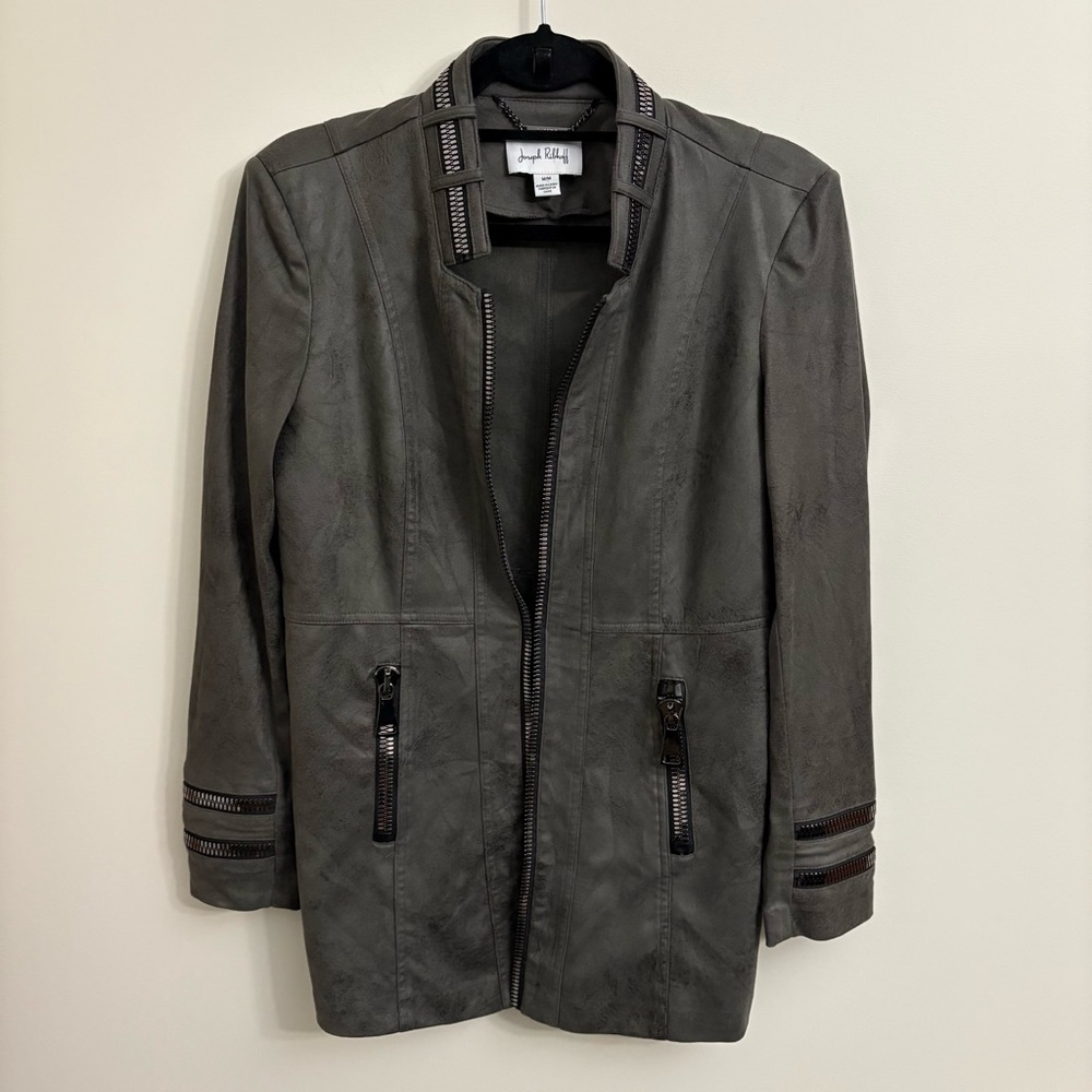 Joseph Ribkoff Charcoal Jacket with Zipper Accents
